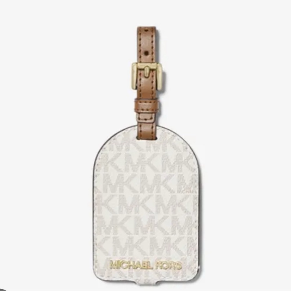 NWOT MICHAEL KORS VANILLA AND GOLD LUGGAGE TAG